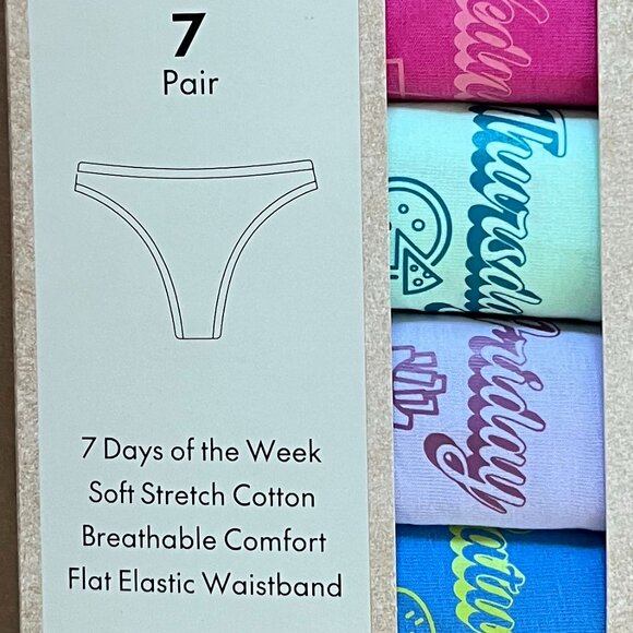 🩷🩵💜 NWT - No Boundaries 7-Pack Mid-Rise Thong Panties (Size Medium 8-10) - Picture 5 of 5